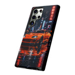 Orange Supra Phone Case, Neon City Night JDM Sports Car Tough Cover