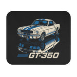 GT-350 Shelby Mustang Mouse Pad Retro Fastback Muscle Car White Blue Stripes