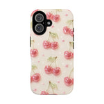 Pink Cherry Pattern Phone Case | Cute Retro Fruit Design