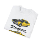 Yellow 1973 Duster Classic Car T-Shirt | Vintage Muscle Car Illustration