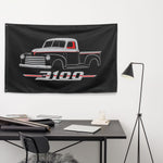 1947-1953 3100 Pickup Wall Flag Banner 34x56 Silver Black Hot Rod Truck