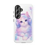Pastel Cat Phone Case, Headphones Glitch Color Block Cover