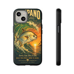 Golden Pompano Fish Phone Case | Coastal Sunset Surf Illustration
