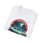 Retro El Camino T-Shirt – Half Car All Cool Vintage Sunset Palm Lowrider Graphic Tee, Classic Muscle Car Shirt