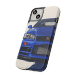 R34 Skyline GT-R Bayside Blue Tough Phone Case for 90s JDM Fans