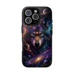Cosmic Wolf Phone Case, Galaxy Nebula Portrait Tough Cover, Gift