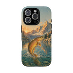 Leaping Golden Trout Lake Scene phone case | Tough Cover