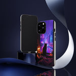 Lo-Fi Cat Neon Rain Window Vaporwave Art Tough Phone Case