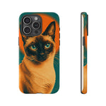 Siamese Cat Retro Halftone Portrait Case - Orange Teal Print