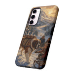 Saint Bernard Winter Rescue phone case | snowy mountain dog scene