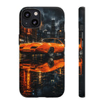 Orange Daytona Phone Case, Rainy City Night Muscle Car Tough Cover