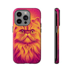 Persian Cat Halftone Dot Portrait Tough Phone Case - Magenta Gold