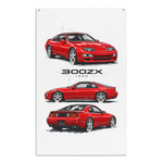 1990 300ZX Z32 Red Banner 34x56 Garage Man Cave Wall Decor Car Guy Gift