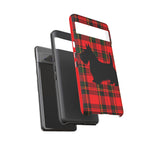 Scottish Terrier Silhouette Plaid Art Tough Phone Case