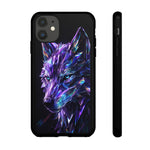 Holographic Wolf Phone Case, Fractured Prism Iridescent Cover