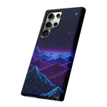 Retro Neon Mountains Phone Case | Vaporwave Galaxy Landscape