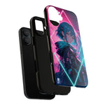 Anime Girl Phone Case Teal, Neon Kanji Calm Gradient Tough Cover