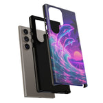 Neon Dolphin Ocean Vaporwave Art Tough Phone Case
