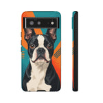 Boston Terrier Pop-Art Portrait Tough Phone Case - Teal Orange