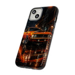 Orange Cuda Phone Case, Rainy City Night Muscle Car Tough Cover