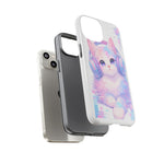 Pastel Cat Phone Case, Headphones Glitch Color Block Cover