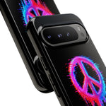 Glitch Peace Sign Phone Case, RGB Melt Digital Art Tough Cover, Gift