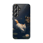 Turkish Van Swimming Cat Tough Case | Whimsical Night Pond, Lily Pads, Ducks