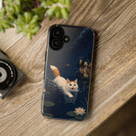 Turkish Van Swimming Cat Tough Case | Whimsical Night Pond, Lily Pads, Ducks