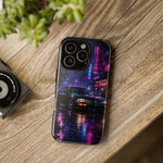 Neon City Night Prelude JDM Car phone case | Vaporwave rainy street