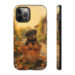 Rottweiler Puppy in Flower Pot Tough Case | Floral Dog Phone Cover