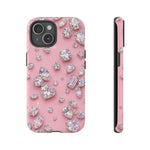 Pink Rhinestone Diamond Pattern Phone Case | Sparkle Gem Print