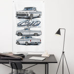 1964 C10 White Custom Pickup Banner 34x56 Garage Man Cave Wall Decor Gift