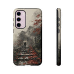 Autumn Temple Steps phone case | Japanese watercolor landscape cover