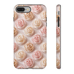 Silk Rose Phone Case, Blush Pink Floral Pattern Tough Cover, Gift