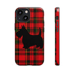 Scottish Terrier Silhouette Plaid Art Tough Phone Case