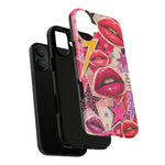 Pop Art Kiss Lip Pattern Phone Case | Bold Lightning Star Collage