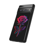 Glitch Rose Neon Phone Case Vaporwave Tough Cover