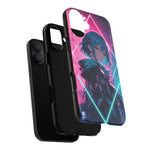 Anime Girl Phone Case Teal, Neon Kanji Calm Gradient Tough Cover