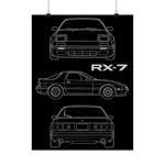 1980s RX-7 FC Poster JDM Rotary Sports Car Blueprint Wall Art Garage Decor