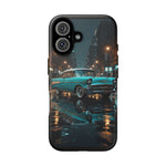 Vintage Teal 1957 Bel Air Classic Car Tough Case | Retro Rainy City Phone Cover