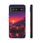 FD RX-7 Retro Sunset Sports Car Tough Case | Neon Vaporwave Beach Drive