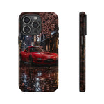 Red FD RX-7 Blossom Alley Tough Phone Case - Rain-Slicked Night