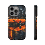 Orange Daytona Phone Case, Rainy City Night Muscle Car Tough Cover