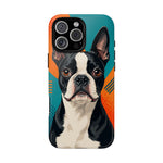 Boston Terrier Pop-Art Portrait Tough Phone Case - Teal Orange