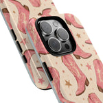 Pink Cowboy Boots phone case | Western pattern | Pastel stars