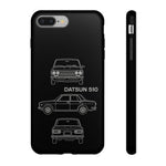 Datsun 510 Triple View Line Art JDM Tough Phone Case Cover Gift