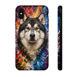 Alaskan Malamute Portrait Tough Phone Case - Vivid Paint Splatter