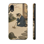 Zen Garden Cat Phone Case, Sand Spiral Japanese Art Cover