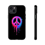 Glitch Peace Sign Phone Case, RGB Melt Digital Art Tough Cover, Gift