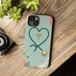 Stethoscope Heart Phone Case, Nurse Icon Teal Cover